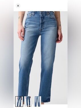 GAP Cheeky Straight High Rise Jeans - Light Blue Denim